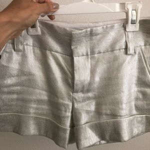 Designer light silver metallic shorts